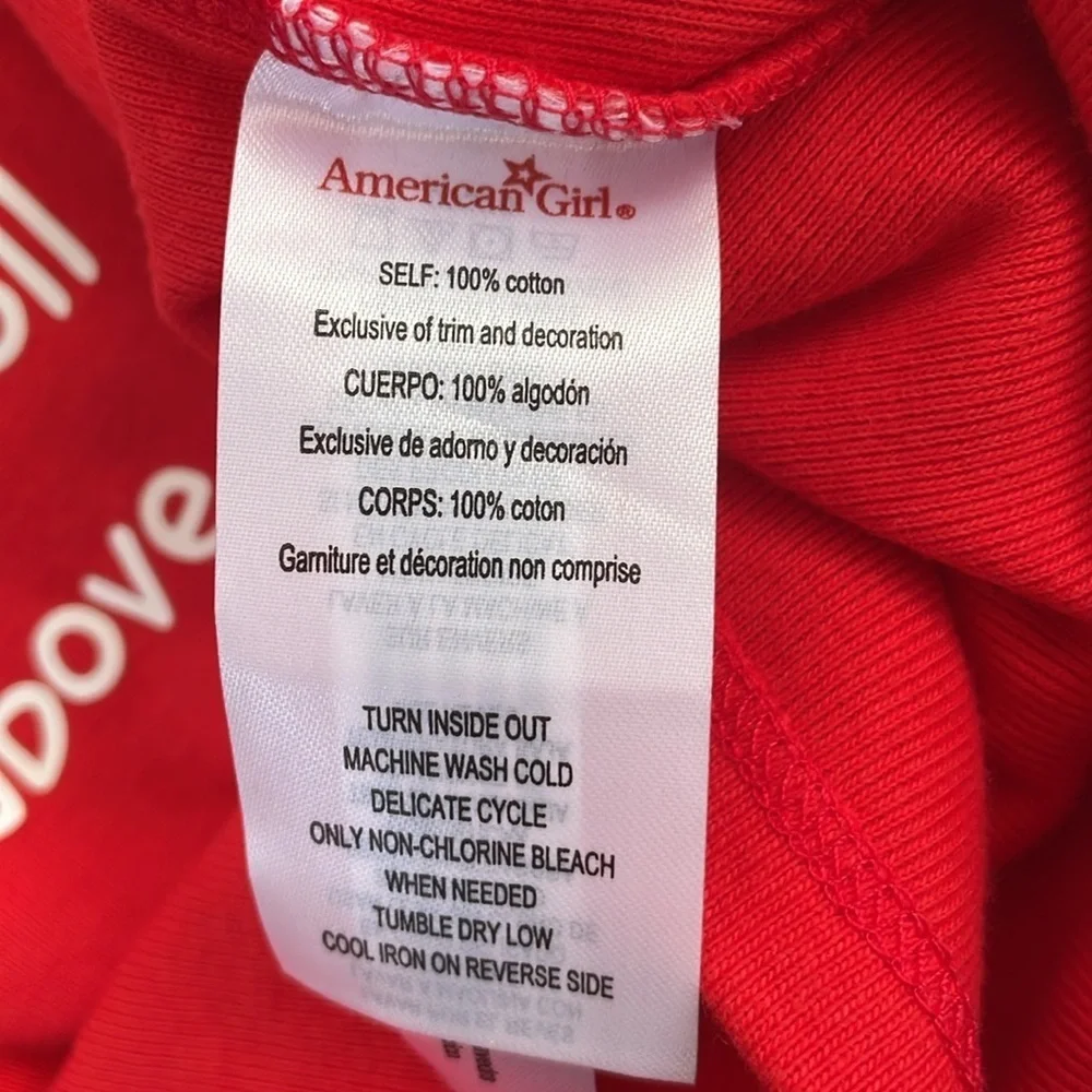 American Girl Long Sleeve Holiday Wishlist Cotton Shirt Size 14 Top Only